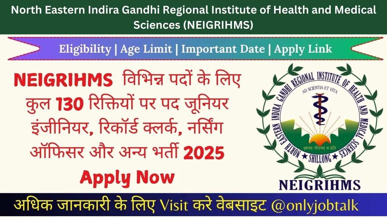 NEIGRIHMS Recruitment 2025