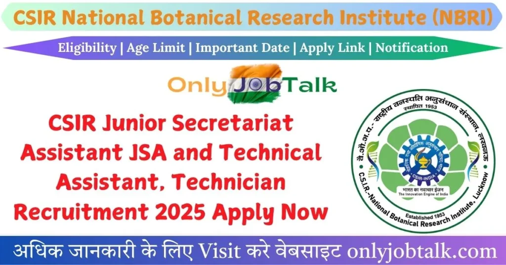 CSIR NBRI Various Post Recruitment 2025